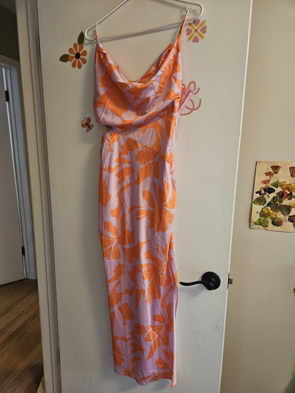 Petal & Pup Lilac and Orange Floral Cowl Maxi Dress